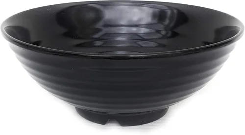 Vista 5 de Juego de 4 cuencos de ramen, 12 piezas Pho. Sopa japonesa asiática negra. Utensilio: cucharas y palillos. Melamina. Fideos grandes de 37 oz, arroz