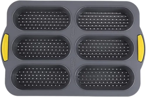 Vista 8 de MUJUZE Molde para bollo de perro caliente, molde de pan de 6 cavidades, molde de silicona para bollos de perro caliente, antiadherente y resistente
