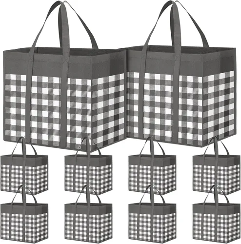 Vista 11 de WOWBOX Bolsas de comestibles reutilizables, paquete de 4, bolsas de compras plegables reutilizables a granel con asas reforzadas, bolsas