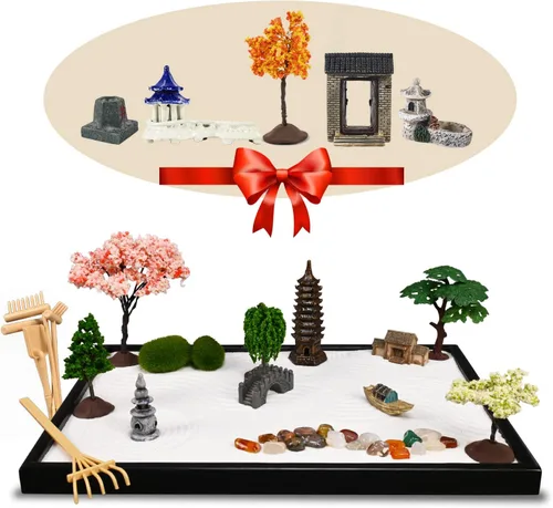Vista 8 de Mini Zen Garden, arena blanca, bandeja rectangular de plástico