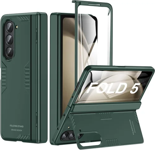 Vista 15 de Funda para Samsung Z-Fold-5: [Soporte oculto] [Carga inalámbrica] Funda delgada con protección de bisagra ligera con protector de pantalla - Funda
