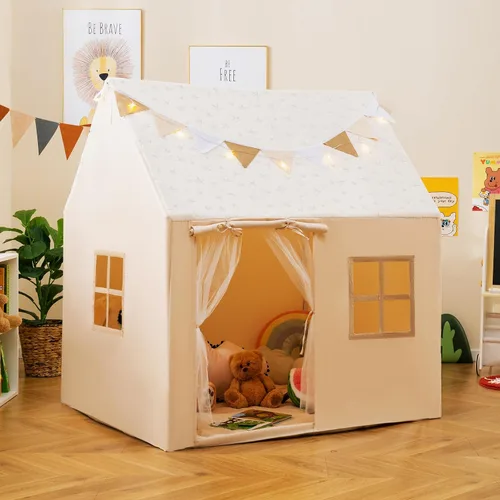 Vista 8 de Costzon Tienda de campaña para niños con alfombrilla acolchada, castillo para niños pequeños con cuerda ligera, tela que brilla en la oscuridad