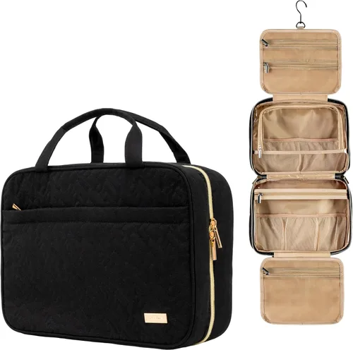 Vista 13 de Carrywell - Neceser de viaje con gancho para colgar, organizador de maquillaje, bolsa de cosméticos resistente al agua para contenedores