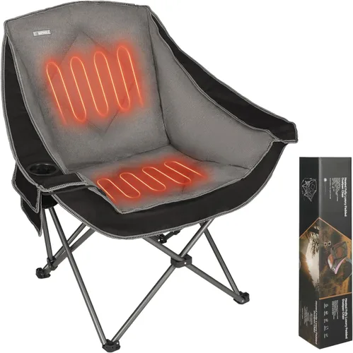 Vista 14 de Silla de Campamento Plegable CAMPHILL, Silla de Camping Portátil Extra Grande con Portavasos, Silla de Césped Resistente Acolchada para Camping Negro
