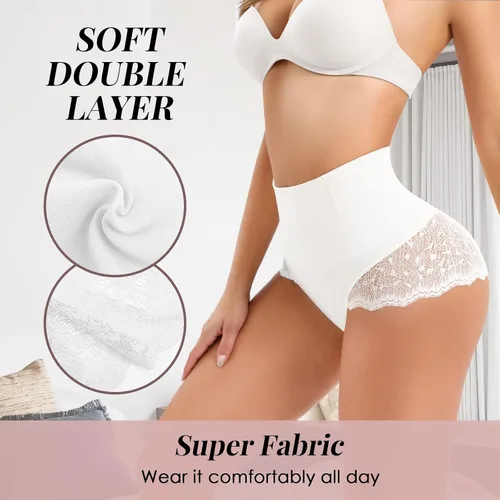 Vista 4 de Anygirl Ropa interior con control de abdomen para mujer, calzones moldeadores de cuerpo de cintura alta, adelgazantes, sin costuras, con calzones
