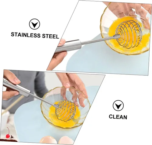 Vista 6 de SHOWERORO Mezclador de huevos de mano de acero inoxidable, agitador de cocina para hornear, gancho de almacenamiento, fácil de limpiar y diseño