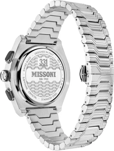 Vista 2 de Missoni MWY400620 - Reloj deportivo para hombre, color negro, de 1.732in, plateado, Missoni M331