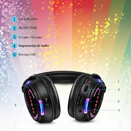 Vista 7 de Auriculares inalámbricos inalámbricos de disco silenciosos RF LED intermitente auricular 10 unidades de auriculares y 1 transmisor 1,640.4 ft