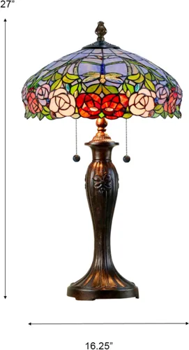 Vista 3 de Dale Tiffany TT12232 Lámpara de mesa Zenia Rose, 16.25" x 16.25" x 27", Fieldstone