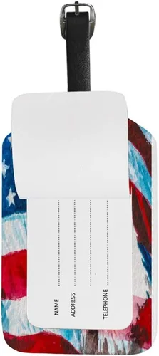 Vista 4 de Guitong - Etiqueta de equipaje de viaje con águila calva, bandera americana, etiqueta de maleta, identificador de viaje, cuero inteligente