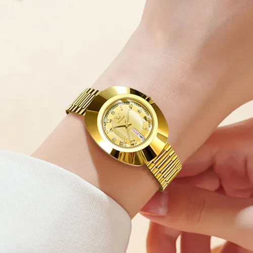 Vista 4 de OLEVS Womens Watches Gold Diamond Tungsten Steel Luxury Dress Classic Ladies Calendar Week Wrist Watches for Women