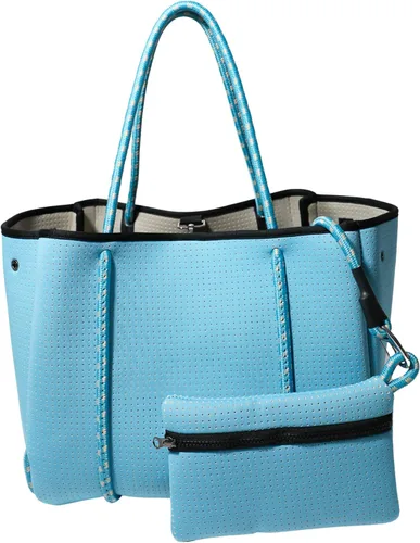 Vista 34 de POPUPS Bolso grande de neopreno para mujer - Bolso de mano de diseñador para todos los días, para el trabajo, la playa y viajes con bolsillos