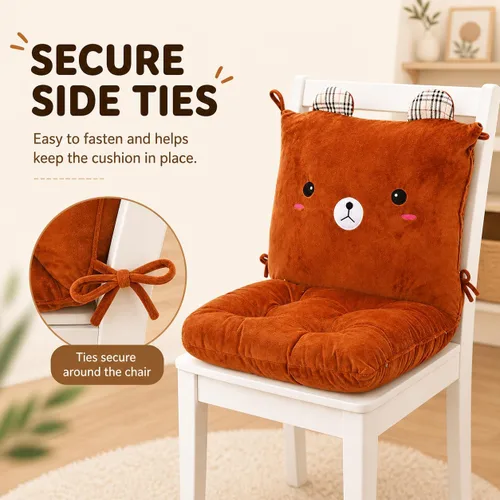 Vista 3 de ChezMax juego de almohadón relleno con acolchado, respaldo y asiento, para auto; silla mecedora cuadrada plegable, con estampado de caricaturas