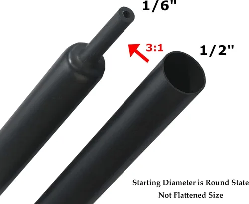 Vista 3 de Tubo termorretráctil negro 3:1 de doble pared con adhesivo marino forrado con pegamento impermeable para cables, protectores de cables, conectores