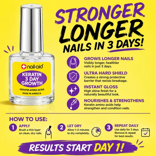 Vista 3 de Nail-Aid Keratin 3 Day Growth Nail Strengthener