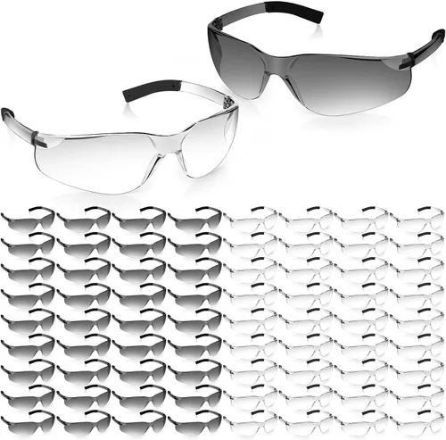 Vista 8 de Paquete de 150 gafas de seguridad transparentes, ligeras, protectoras para uso en interiores y exteriores, mujeres y hombres, trabajo, laboratorio