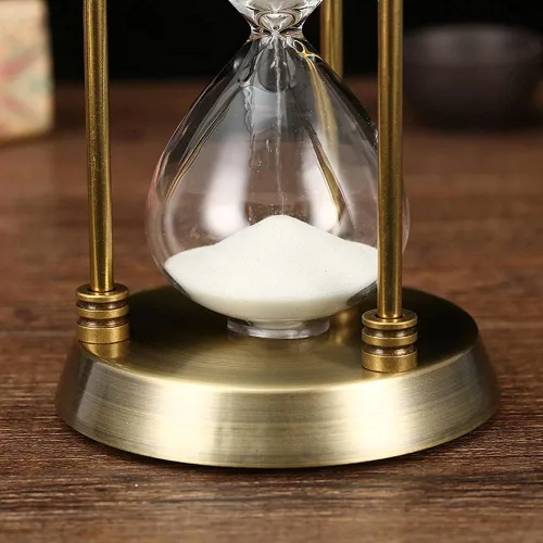 Vista 6 de Reloj de arena, reloj de arena de metal de 15/30/60 minutos, temporizador de arena, estantería de oficina, adornos de estudio, reloj de hora