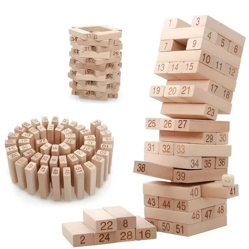 Vista 3 de Jenga De Madera Pequeño 48 piezas