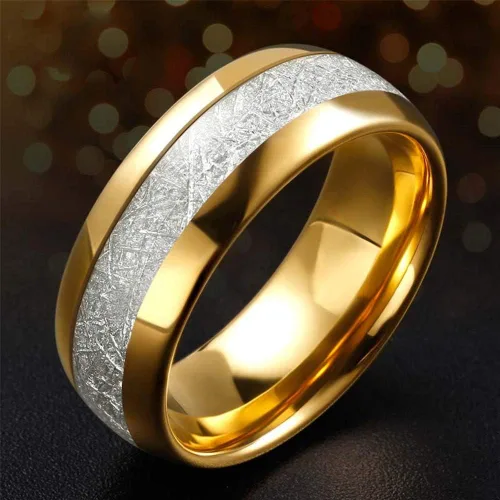 Vista 6 de LOVERSRING Juego de anillos de boda para él y para ella, 2 piezas de anillos de compromiso de boda de circonita cúbica de oro amarillo de 10