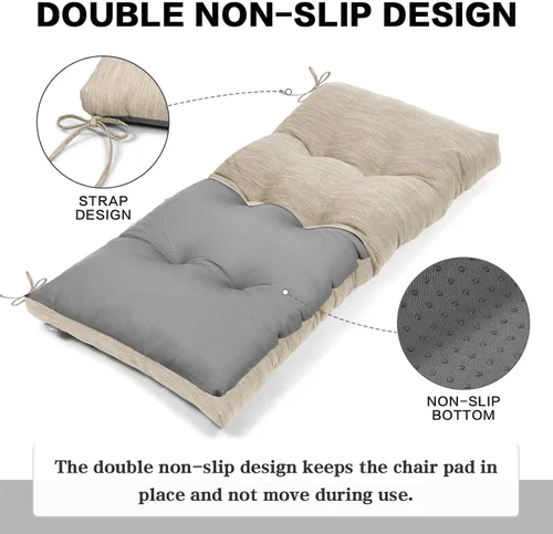 Vista 4 de baibu Almohadilla de banco clásica de 36 pulgadas de color sólido con lazos, almohada de banco rectangular súper suave para interiores y exteriores