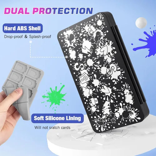 Vista 4 de MoKo Funda para 48 tarjetas de juego compatible con Nintendo Switch y Switch OLED, funda para juegos Switch Lite con 48 tarjetas de juego y 24