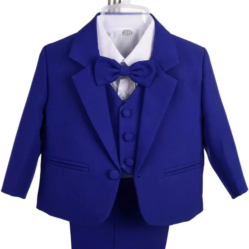 Vista 4 de Lito Angels Trajes formales de esmoquin para bebé, trajes de bautizo de boda, conjunto de 5 piezas sin cola 022