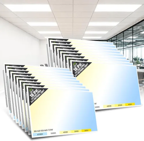 Vista 13 de OKQ - Lámpara LED de panel plano de 2 x 4 pulgadas, 5 CCT 3000K-6500K ajustables y 5 vatios seleccionables, 0-10 V regulable, luz de techo LED