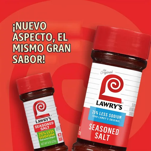 Vista 2 de Lawry's Sal sazonada, 25% menos de sodio, sin MSG añadido, certificado Kosher, básico, versátil, condimento multiusos para agitar en carne de res