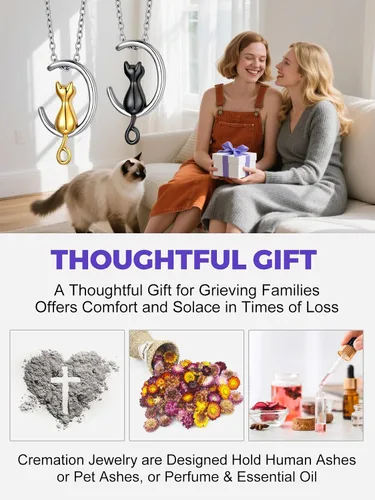 Vista 7 de Richsteel Collares de urna para cenizas para mujeres y hombres, collar con colgante de cremación para cenizas, joyería conmemorativa de acero