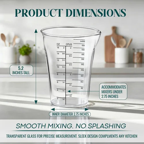 Vista 2 de Taza medidora de licuadora de 16 oz compatible con Cuisinart CSB-79 CSB79MC 16oz (500ml) immersion blender cup is specially compatible with