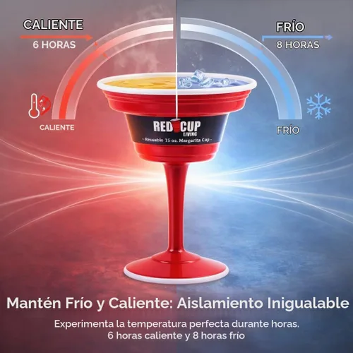 Vista 3 de Red Cup Living Vasos de margarita de plástico reutilizables con tallo de 15 onzas, tazas de cóctel inastillables, copas de fiesta duraderas