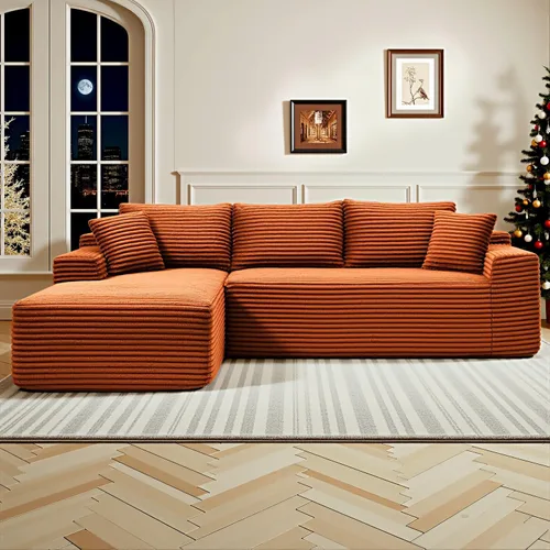 Vista 31 de Cloud Sofá modular moderno de 108 pulgadas con asiento profundo, sofás de pana sin hueso con diván en forma de L para sala de estar, no requiere