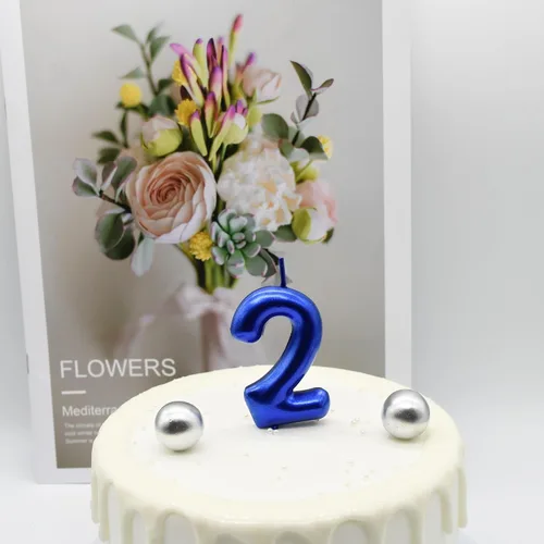 Vista 3 de DERVENTA Vela con Número Azul de 2.36 pulgadas Decoración de Fiesta Celebración Aniversario Cumpleaños Perfecto Brunch Postre Adorno para Pastel 1