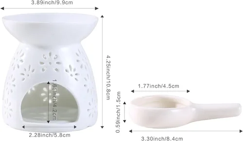 Vista 7 de Portavelas de cerámica para té, quemador de aceite esencial, quemador de cera para derretimiento, difusor de aroma de incienso, decoración del hogar