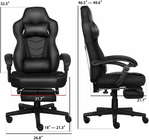 Vista 2 de ELECWISH Sillas de juego para adultos, respaldo alto, giratorias, reclinables, ergonómicas, para videojuegos, reposacabezas y soporte lumbar, silla