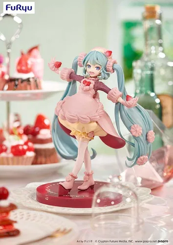 Vista 4 de Furyu AMU-SHP0553 Hatsune Miku SweetSweets Series Miku Figura corta de chocolate con fresa