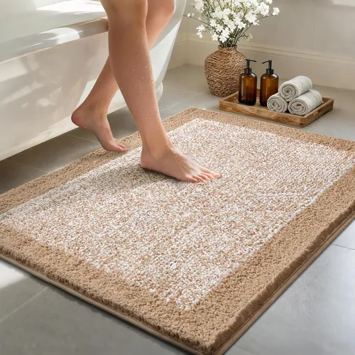 Vista 87 de Alfombras de baño de 17 x 24 pulgadas, antideslizantes, lavables, color gris, para bañera, tapete de baño para baño, tapete suave y absorbente