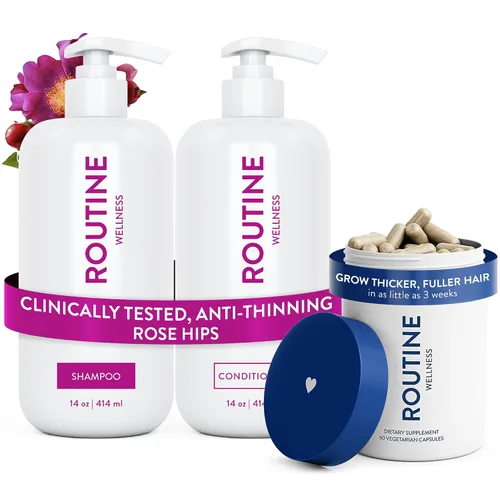 Vista 16 de Routine Wellness Set de champú y acondicionador antiadelgazamiento para el cabello adelgazante, bloqueador de biotina DHT para mujeres y hombres