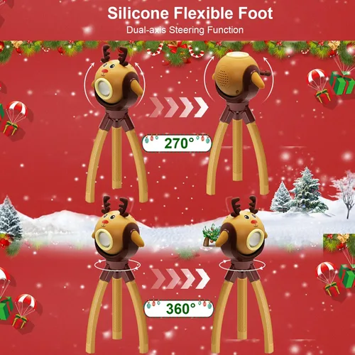 Vista 3 de Linterna de Navidad para niños, juguete de regalo - Papá Noel, pulpo plegable con soporte, LED con 8 modos de color y 8 canciones, regalo para niños