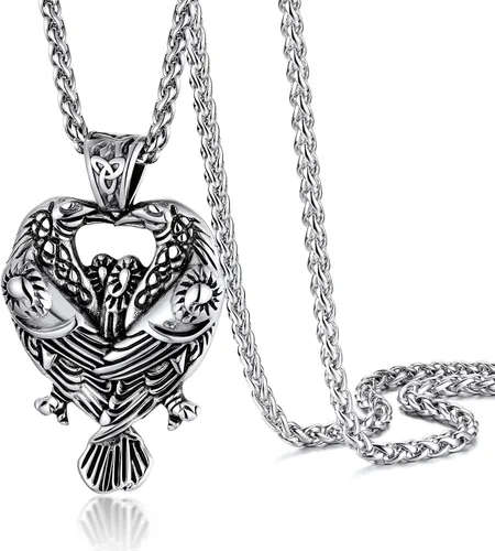 Vista 15 de PROSTEEL Thor Hammer/Thor Axe/Raven/Odin Necklace for Men Women Negro