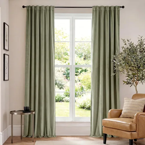 Vista 103 de Lazzzy Cortinas opacas de terciopelo beige de 84 pulgadas de largo con aislamiento térmico para oscurecer la habitación, cortinas forradas de lujo