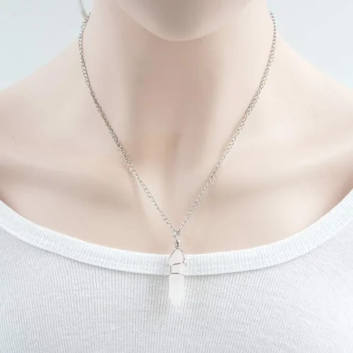 Vista 5 de 1 collar con colgante de piedras preciosas naturales curativas de cuarzo de cristal reiki chakras, piedras preciosas de 18 pulgadas, joyería