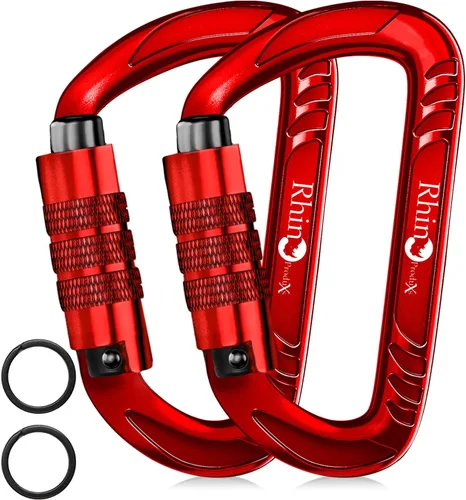 Vista 15 de Rhino Produxs 12kN (2697 lbs) Heavy Duty Carabiner Clips Autolocking Negro