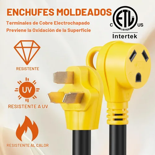 Vista 5 de Cable adaptador de corriente CA NEMA 10-50P macho a TT-30R, 125