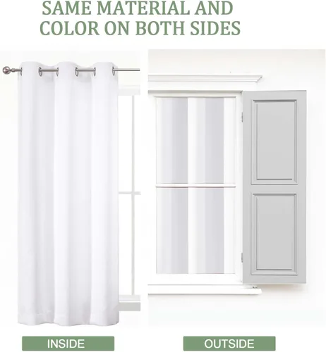 Vista 40 de OWENIE Cortinas 100% opacas de 63 pulgadas de largo, 2 paneles para dormitorio, sala de estar, cortinas superiores con ojales con aislamiento Negro