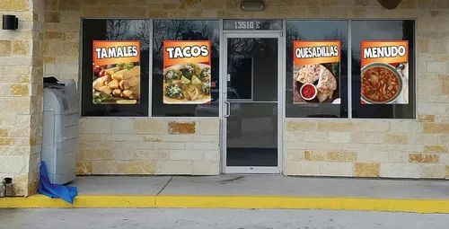 Vista 2 de Adhesivo para ventana, diseño de tacos, comida mexicana, camión, concesión, vinilo restaurante (10 x 7 pulgadas)