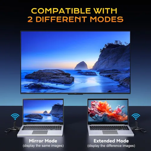 Vista 5 de Transmisor y receptor HDMI inalámbrico mejorado 492FT/150M, señal estable de antena, extensor HDMI inalámbrico Plug&Play 2.4/5GHz con adaptador