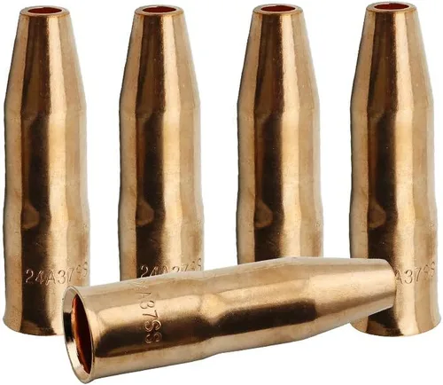Vista 6 de WeldingCity Paquete de 2 boquillas de gas 24A-37-SS (tope corto) 3/8" para pistola de soldadura MIG Tweco Professional #3/#4 y Lincoln 300-450