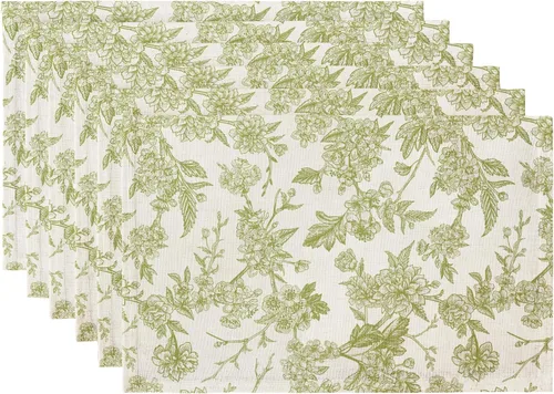 Vista 22 de QIYI Juego de 6 manteles individuales bohemios de 12 x 18 pulgadas, manteles individuales florales de tela de lino para cocina y comedor, manteles