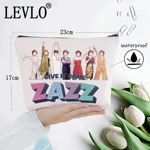 Vista 2 de LEVLO Bolsa de maquillaje cosmético musical para baile de graduación, regalo inspirado en personajes musicales, dale algo de Zazz, Zazz, Bolsa
